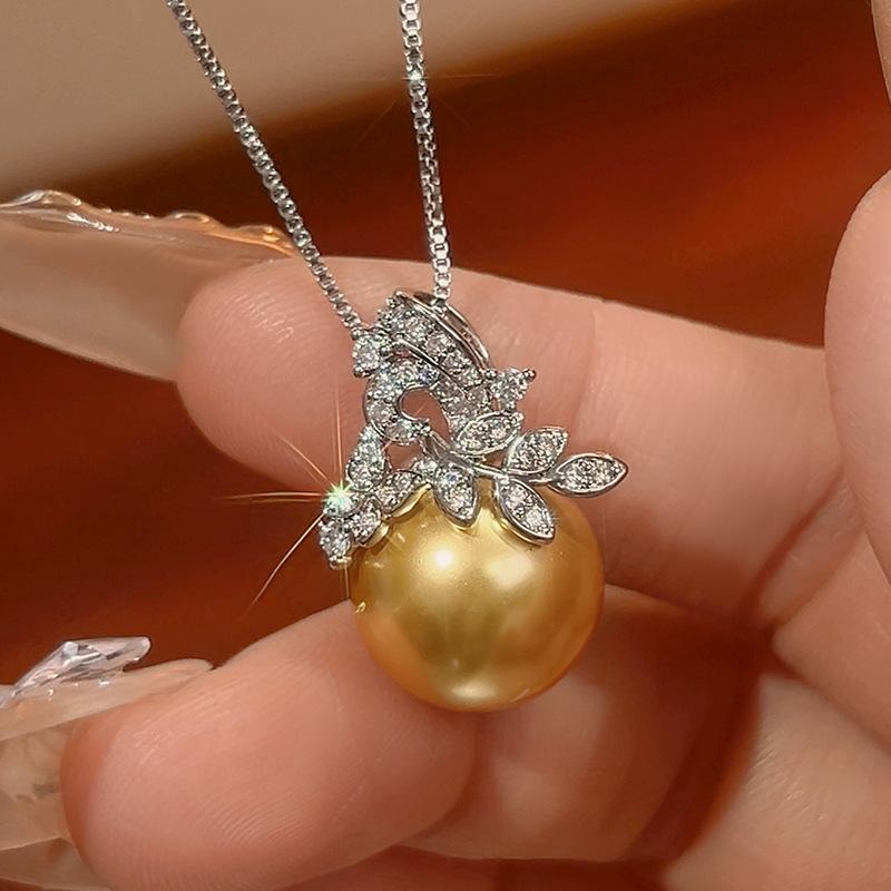 

Комплект серег и ожерелья из искусственного натурального жемчуга, жемчуг Наньян, женские благородные и элегантные серьги