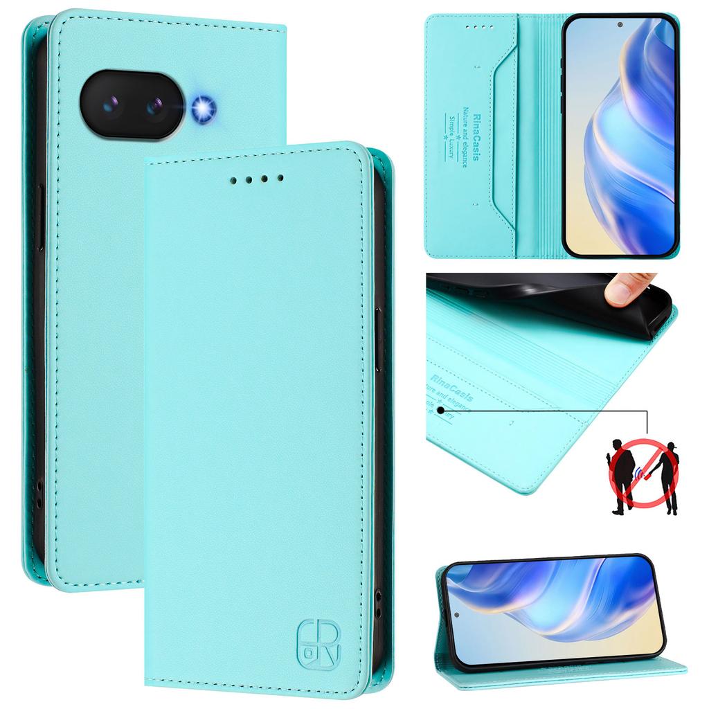For Google Pixel 9a Leather Case RINACASIS RC01 Phone Cover with RFID Blocking Wallet Stand