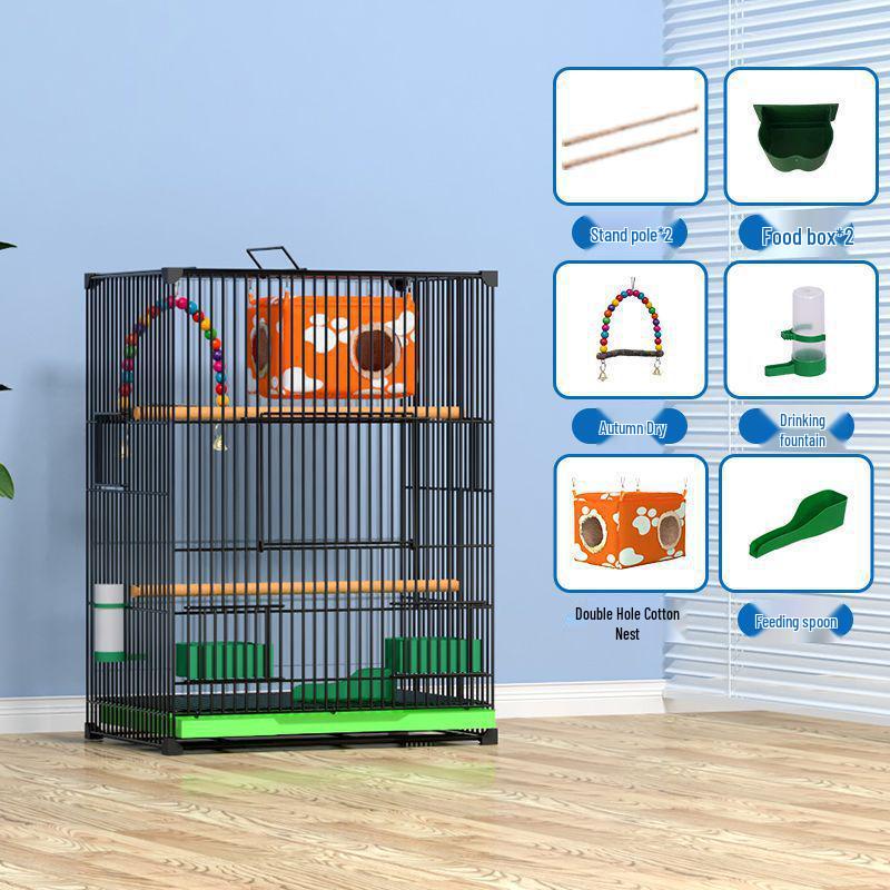 

Посилена велика клітка для великих птахів, таких як какатіли та піони, з гніздовою коробкою 60cm H, 42x31cm, no wheels, Package 4 чорний