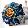 Stained Compass Rose Window PanelUmbrella, Portable 3-Fold Compact Umbrella for Men & Women Gift