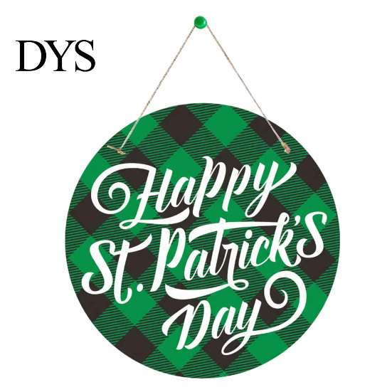 St Patrick Day Door Sign St. Patrick's Wooden Sign, Luck Clover Green Hat Themed Hanging Front Welcome Plaque Plaque, Decorative Ornaments for Holiday
