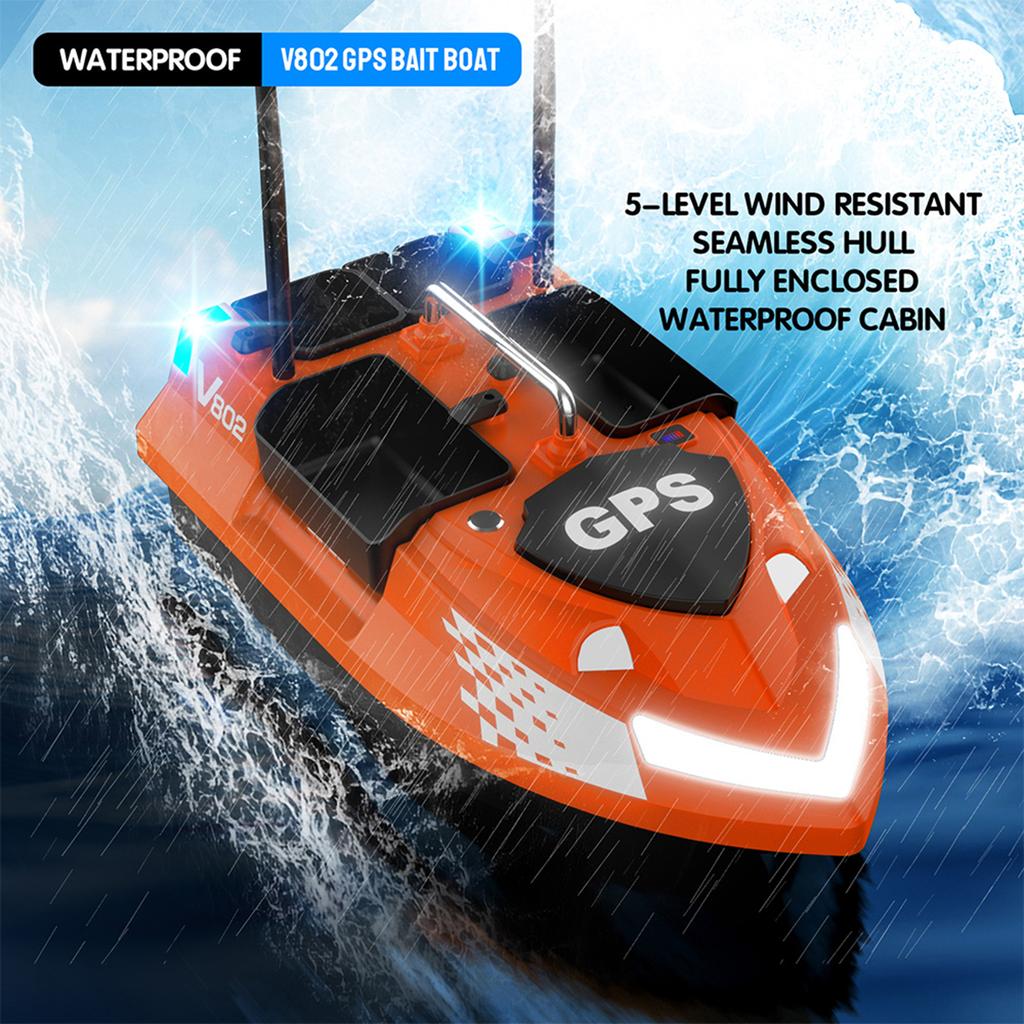 3KG Loading 500M Remote Control Fishing Bait Boat 160 GPS Pilot Points 4 Bait Tanks GPS Fish Bait Boat Orange