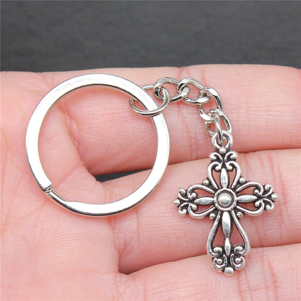 Cross Religious Amulet Keychain for Family Trendy Cute Fathers Day Gift Streetwear Key Organizer