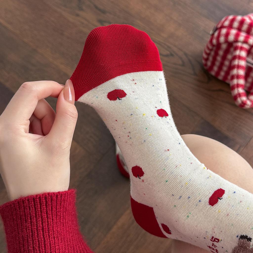 Red Sock Children's Cute Cartoon Big Red Fluffy Long Stockings