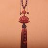"Sandalwood Double Lotus Rearview Mirror Pendant - High-End Car Interior Accessory"