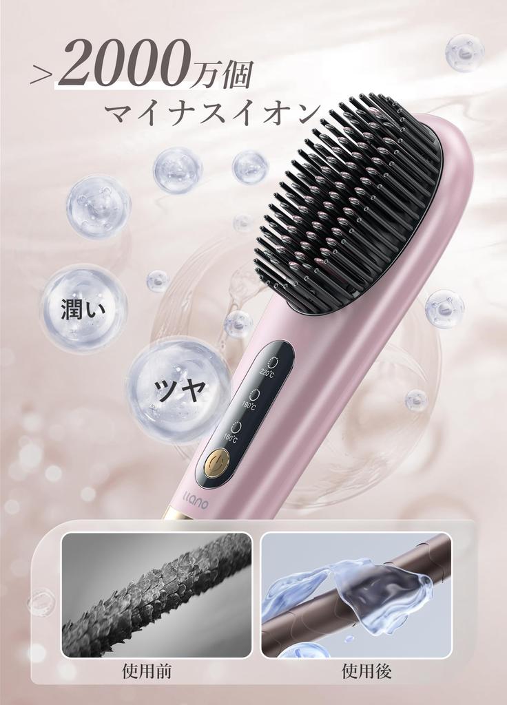 2025 Innovative Hair Llano Heat Brush Iron with 100 Million Negative MCH Fast 3 Temperature Auto Burn 6400mAh Power Adapter Not and Easy To Carry