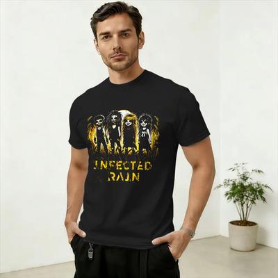 Unisex TShirt Band Infected Rain Fun Pure Cotton Tees Short Sleeve T Shirt Round Collar Clothing Gift Idea