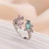 European and American Popular Bird Ring, Female Personality, Fashion, Pink, Emerald Colored Rings