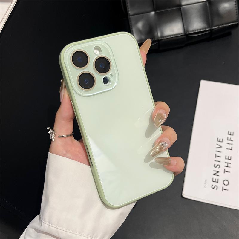 

Simple Solid Color Glass Case with Built-in Lens Film for iPhone 16 Pro Max and Apple 17 11promax