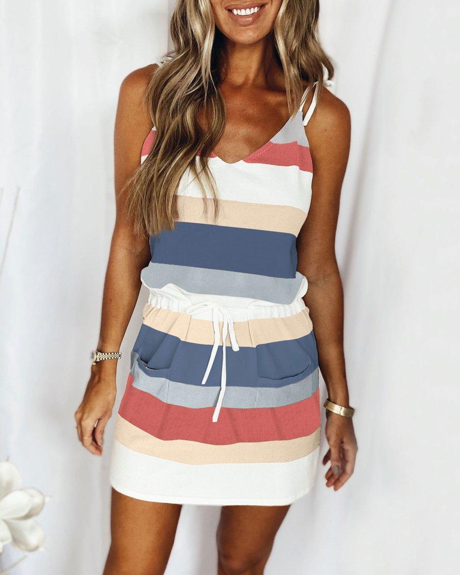 2021 Amazon ebay European and American spring and summer women s fashion casual lace-up suspenders striped suit loungewear women S