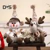 Christmas Doll Plush Knitted Snowman Elk Santa Doll Toy Soft Sitting Christmas Figure Desktop Decor Stuffed Holiday Pillow for Window Bookshelf