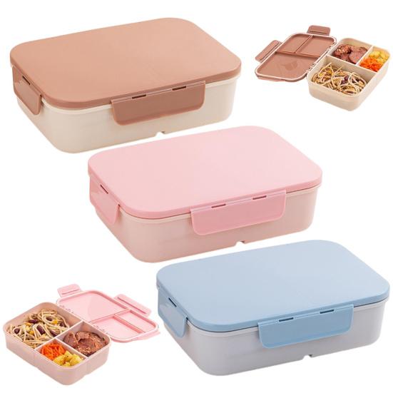 Bento Box Große Kapazität 3 Fächer Wiederverwendbare Lunchbox-Behälter Doppelschichtig Stapelbare Snackbox Meal-Prep-Behälter für Schule Arbeit Reise