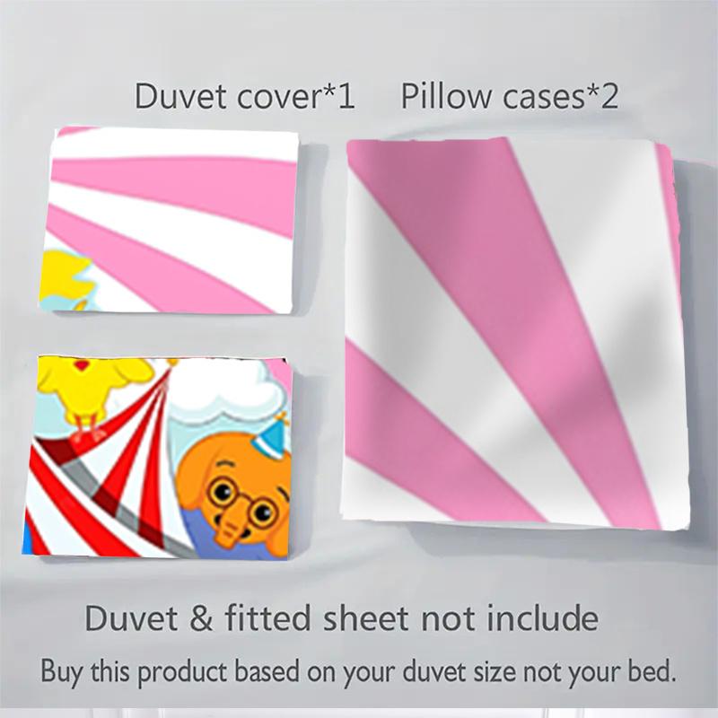 3pcs Circus Animal Friends Carnival Party Decorations Kids Room Bedding Set-Universal Three-Piece Suit for Bedroom, Guest Room, Living Room,