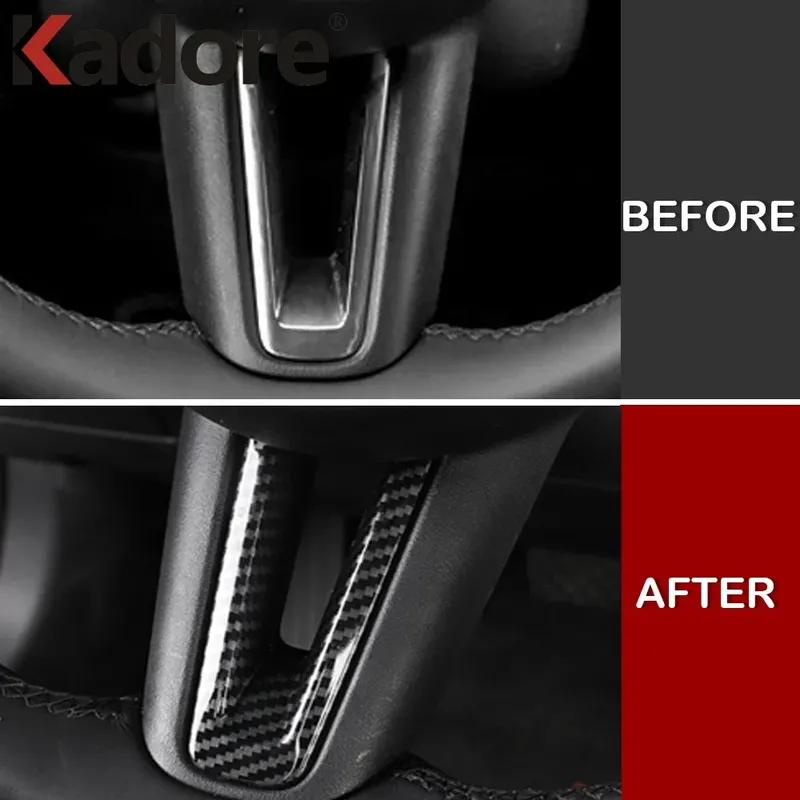 Car Steering Wheel Panel Cover Trim For Mazda 3 Axela BP      2024 2025 Carbon Fiber Interior Accessories