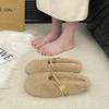 Fairy wind flat-bottomed Mary Jane fluffy shoes women's shoes wear 2025 new autumn and winter warm plush slippers