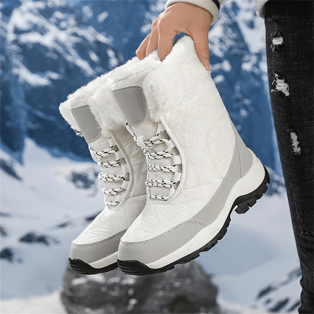 TUINANLE Winter Thick Women's Snow Boots Warm Plush Mid-calf Boots Non Slip Platform Snow Boot Casual Female White Shoes