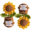 Handmade Crochet Sunflower with Card Positive Knitted Flower Inspirational Cheer Up Crochet Orange Tree Creative for Desktop