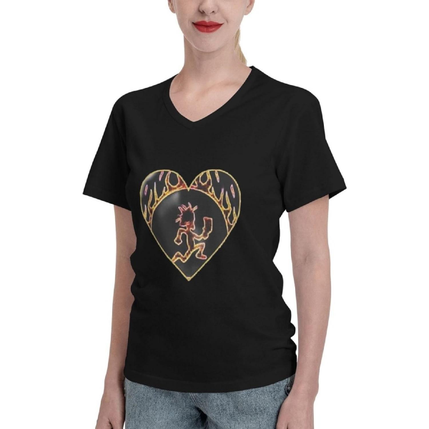 Rwraps Women s T-Shirt Juggalo T Shirt V-Neck Short Sleeve V Neck Tops Sport Tee Workout Undershirt S
