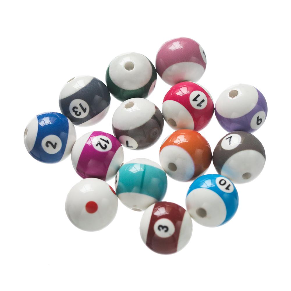 10pcs/Lot 16mm Colorful Acrylic Big Hole Billiards Ball Beads for Jewelry Making DIY Bracelet Necklace Accessories