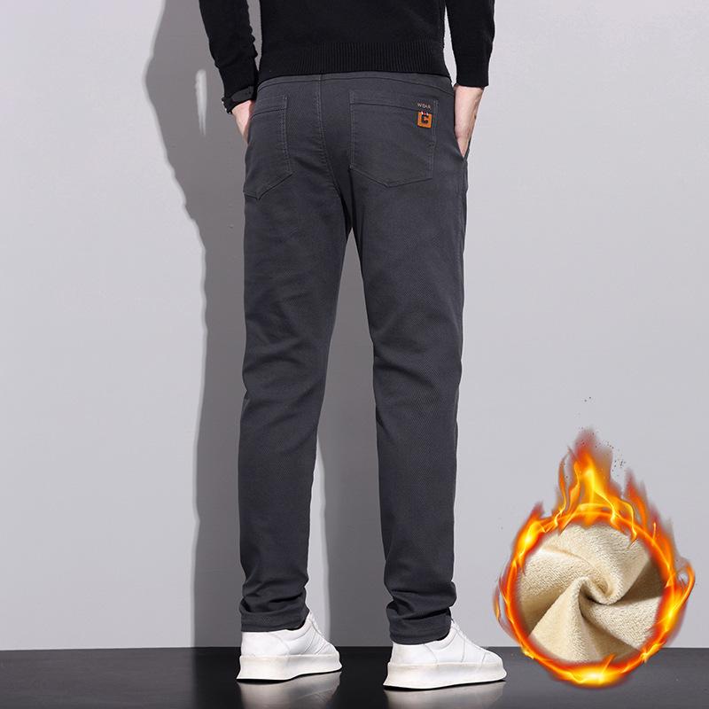 6 typů kávy Černá Šedá Podzimní a zimní Pánské kalhoty s fleecem/Běžné Volitelné Slim fit Rovná nohavice High-end Ležérní kalhoty pro mírně pokročilé