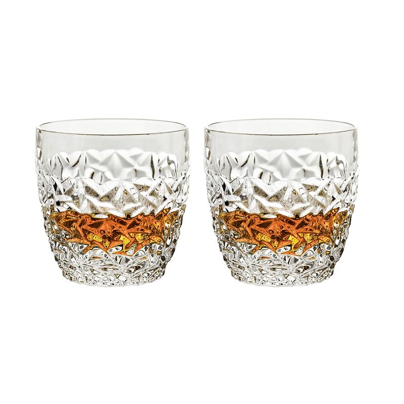 2pcs Sets Diamond Relief Whiskey Glass 250ml/350ml Cocktail Glass Transparent Beer Cup Luxury Wine Glasses Home Drinking Glasses