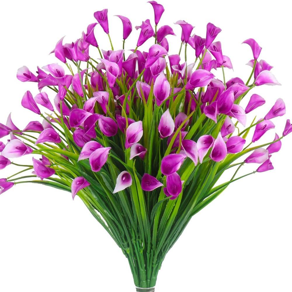 1/2/5Pcss Plastic Calla Lily Artificial Flowers UV Protection Fake Plant Indoor Decor