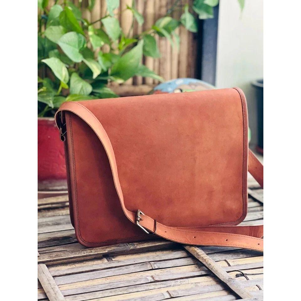 Handmade Luxury Leather Laptop Messenger Bag Rare Men's Briefcase Satchel