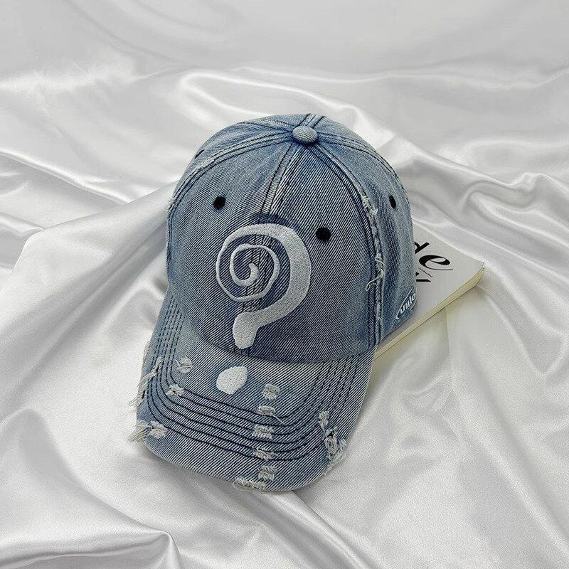 

Old Question Mark Embroidered Baseball Cap Men Washing Cowboy Old Wrecking Trendy Brand Hip Hop Street Cap Women M（56-58cm）