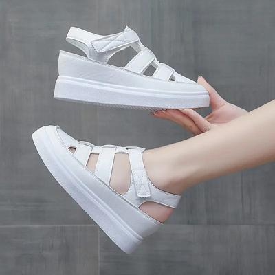 Nouă Pane Tocuri Sandale cu platformă Femei scobit piele PU Gladiator Casual Vară Talpă groasă