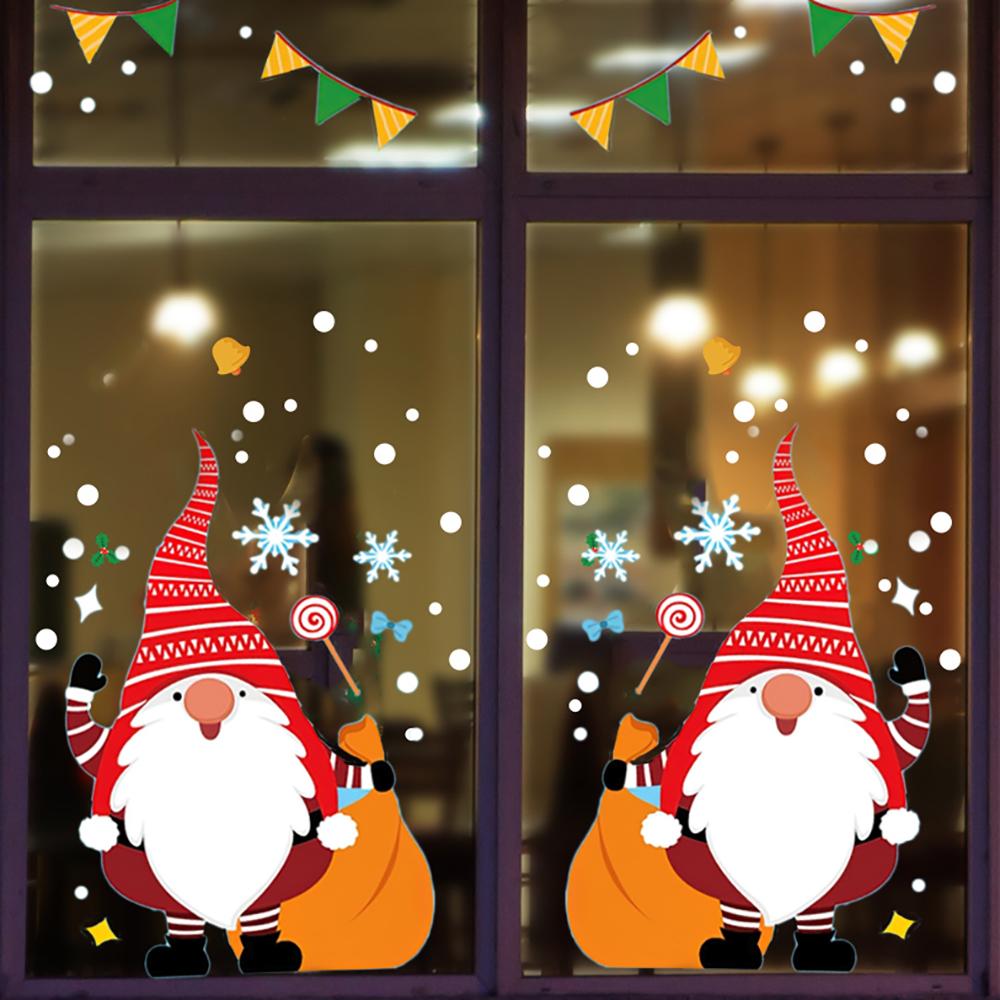 Christmas Window Stickers Santa Claus Snowflake Wall Decals For Kids Rooms Bedroom Mirror Sticker Home Xmas New Year Decorations