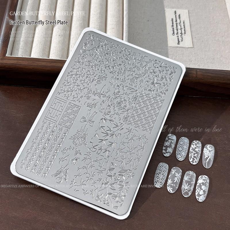 Nail Art Stamping Plates - Star, Polka Dot, Lines, Grid Lace Textures