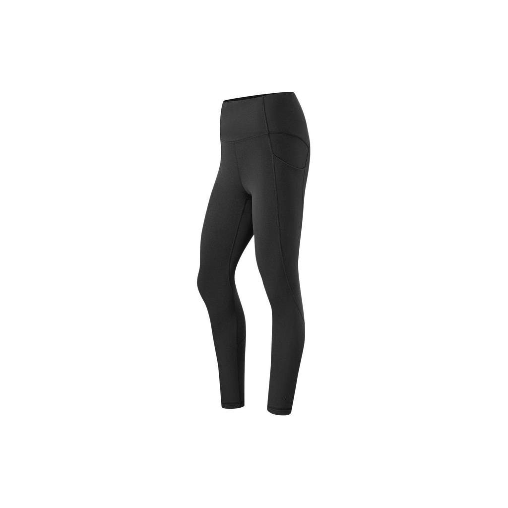 Li Ning Fitness Series Solid Color High Waist Moisture-Wicking Stretch Sports Leggings Women Leggings Black AULU066-1
