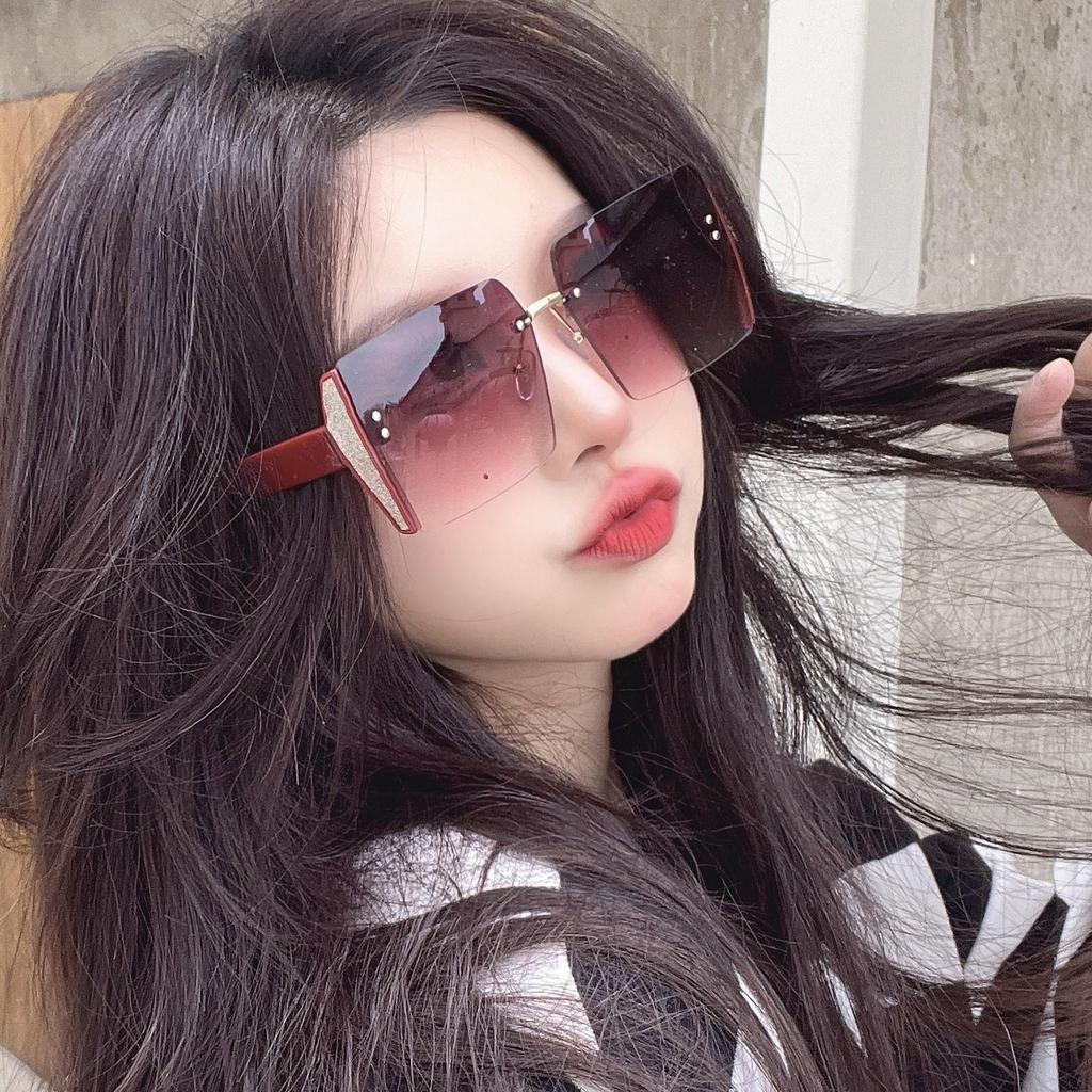 Elmer Alma Personality Rahmenlose Sonnenbrille Sonnenbrille Damen Großes Gesicht Dünne Brille