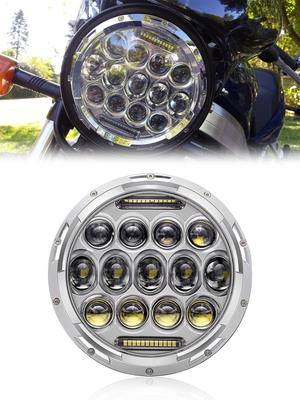 Faro LED de 7 Pulgadas, Función DRL, 75 W, Faro con Luz Alta/Baja, Ámbar, Giro