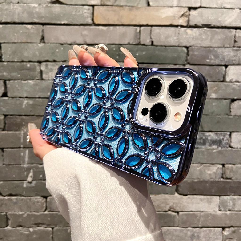 Luxuriöse 3D-Beschichtung „Lucky Flowers“-Telefonhülle für iPhone 11 12 13 14 15 Pro Max 11 Pro Max 12 Pro Max 13 Pro 14 Pro Weiche TPU-Hülle