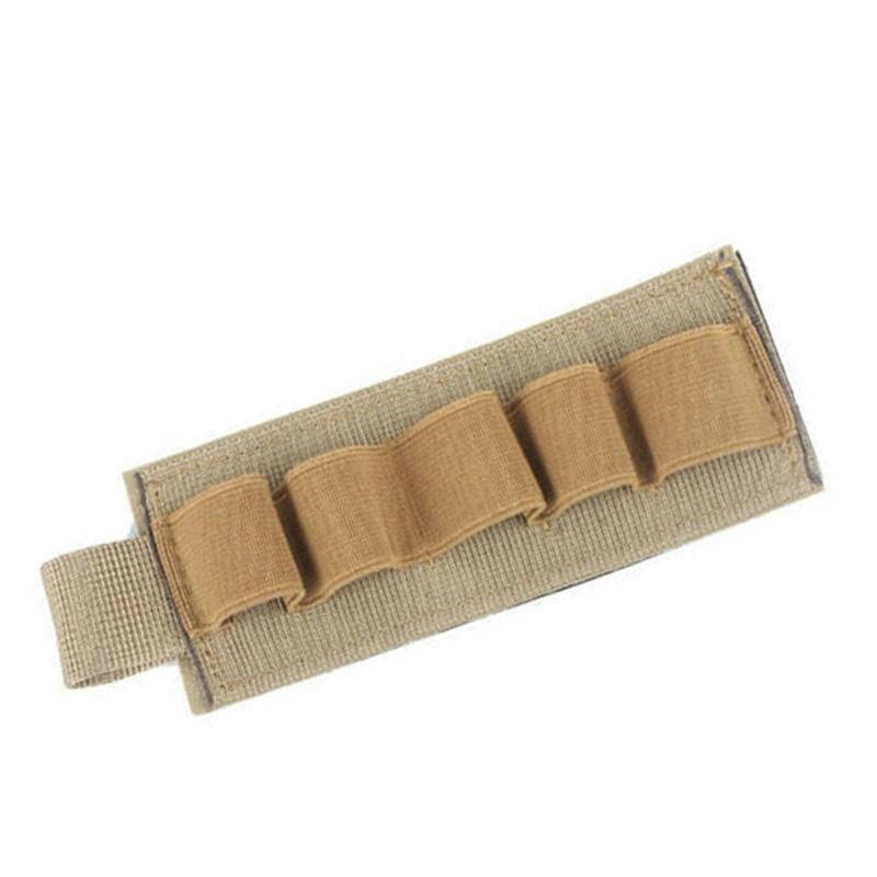 Tactical Hunting Ammo Holder 5 Rounds Shell Holder Bullet Bag Adhesive Patch for Rifle 12GA Shotgun Hunting Gun Accessories