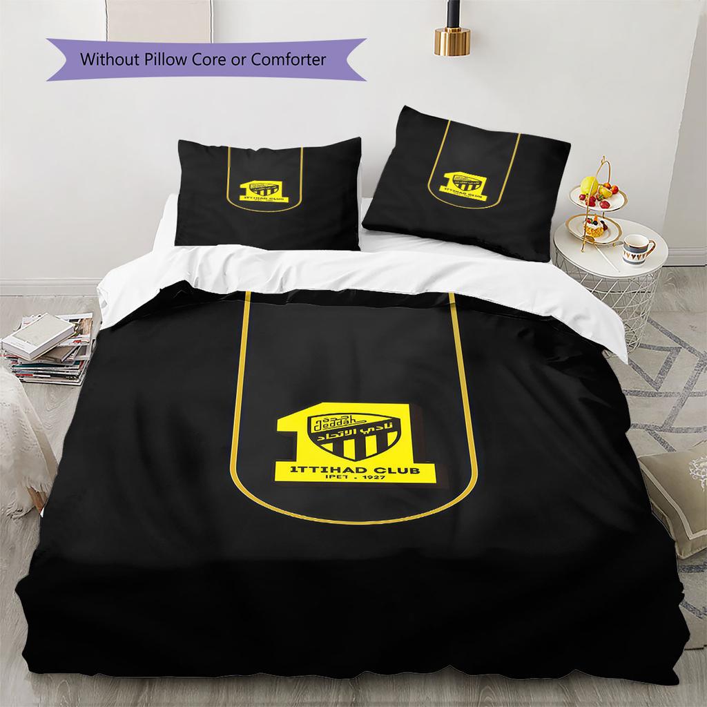 Al-Ittihad FC Pattern Bedding,Quilt Set Quilt Cover Pillowcase Home Birthday Gift(1 * Duvet Cover + 2 * Pillowcase, Without Core)