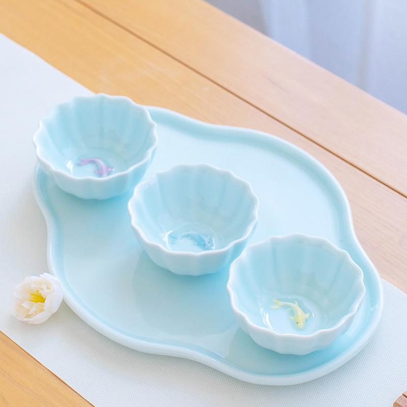 Chinesische Teetassen Porzellan Seladon Fisch Keramik Teetassenset Haushalt Einzelne Tasse Teegeschirr Küche Kung Fu Teesets 2025 Neu