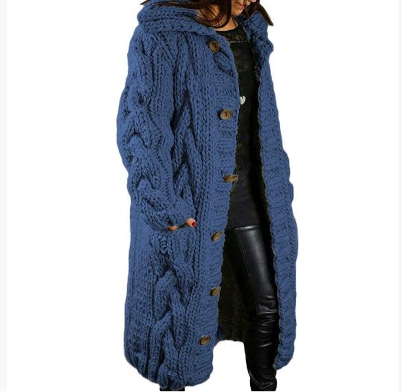 

2026 Women s Plus Size Fashion Cardigan Sweater Coat - European & American Style Knitwear S джинсовый синий