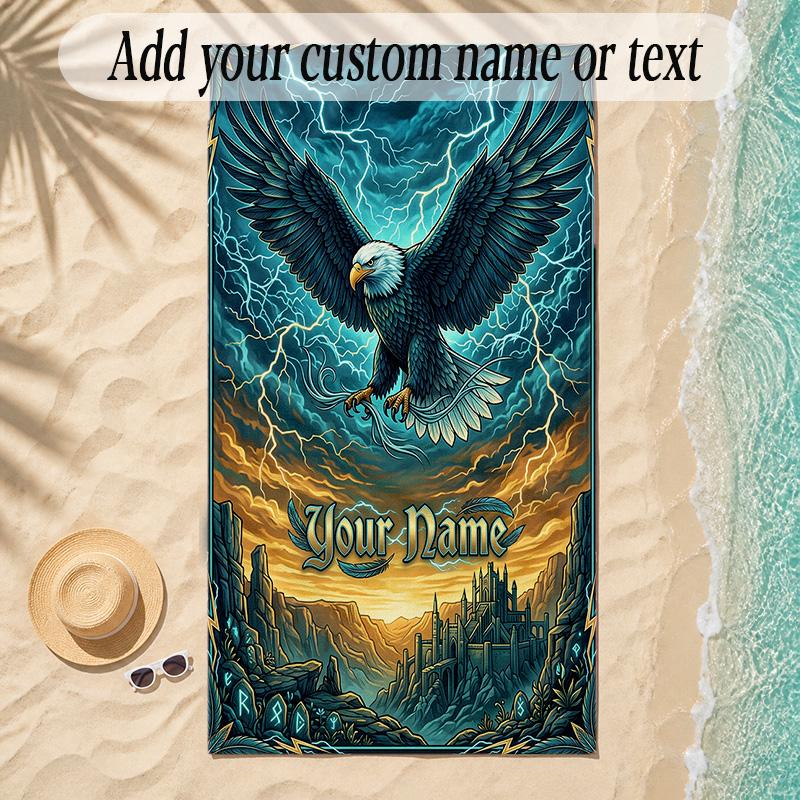 Birds Theme Soft Beach Towel Personalized Custom Name Text Towel Portable for Beach Pool Travel