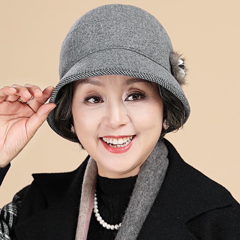 Hat winter new casual street fashion retro middle and old ladies basin hat, trendy versatile wool hat