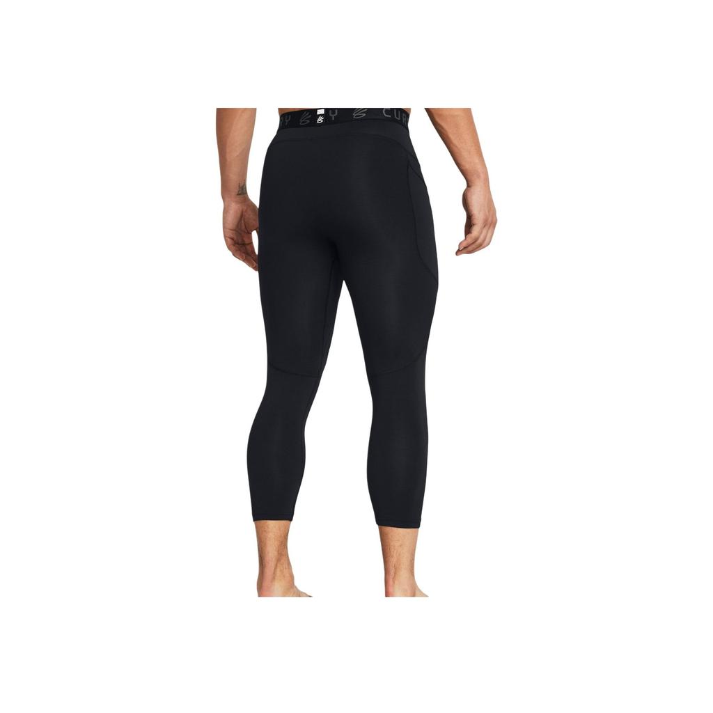 Under Armour Curry Brand Printed Logo Slim Fit Three-Quarter Sports Pants Men Bottoms Black 1379828-003