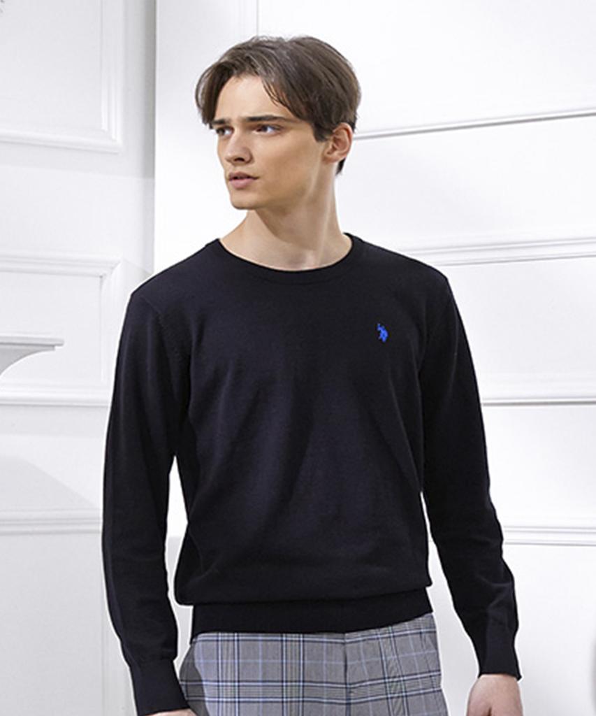 USPOLOASSN 100% Cotton Plan Round Knit_Black