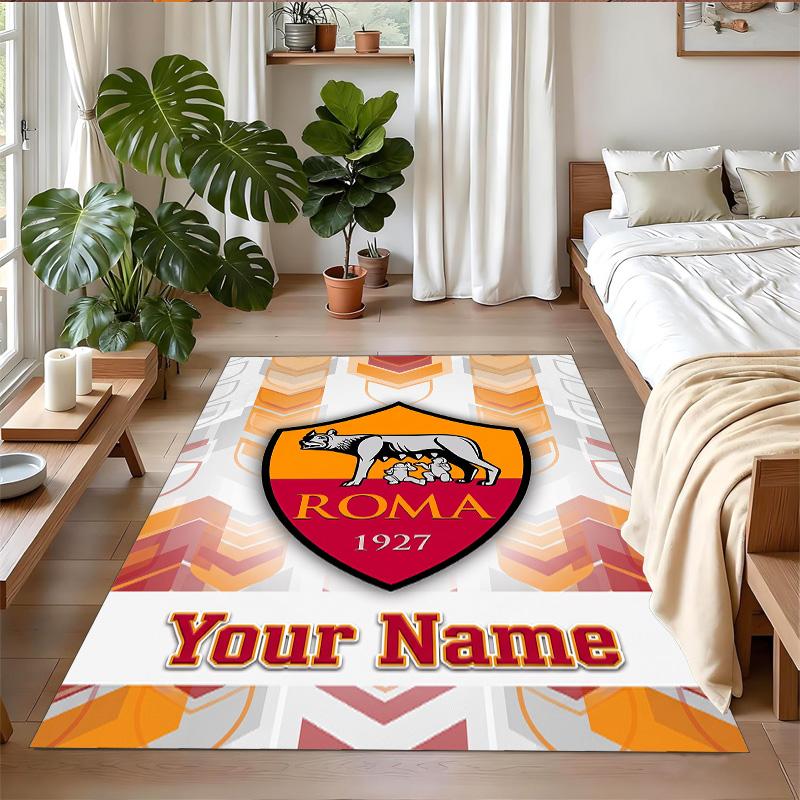 Crystal Velvet Rug Custom Name Text, Soft Non Slip Floor Mat Home DecorAS Roma