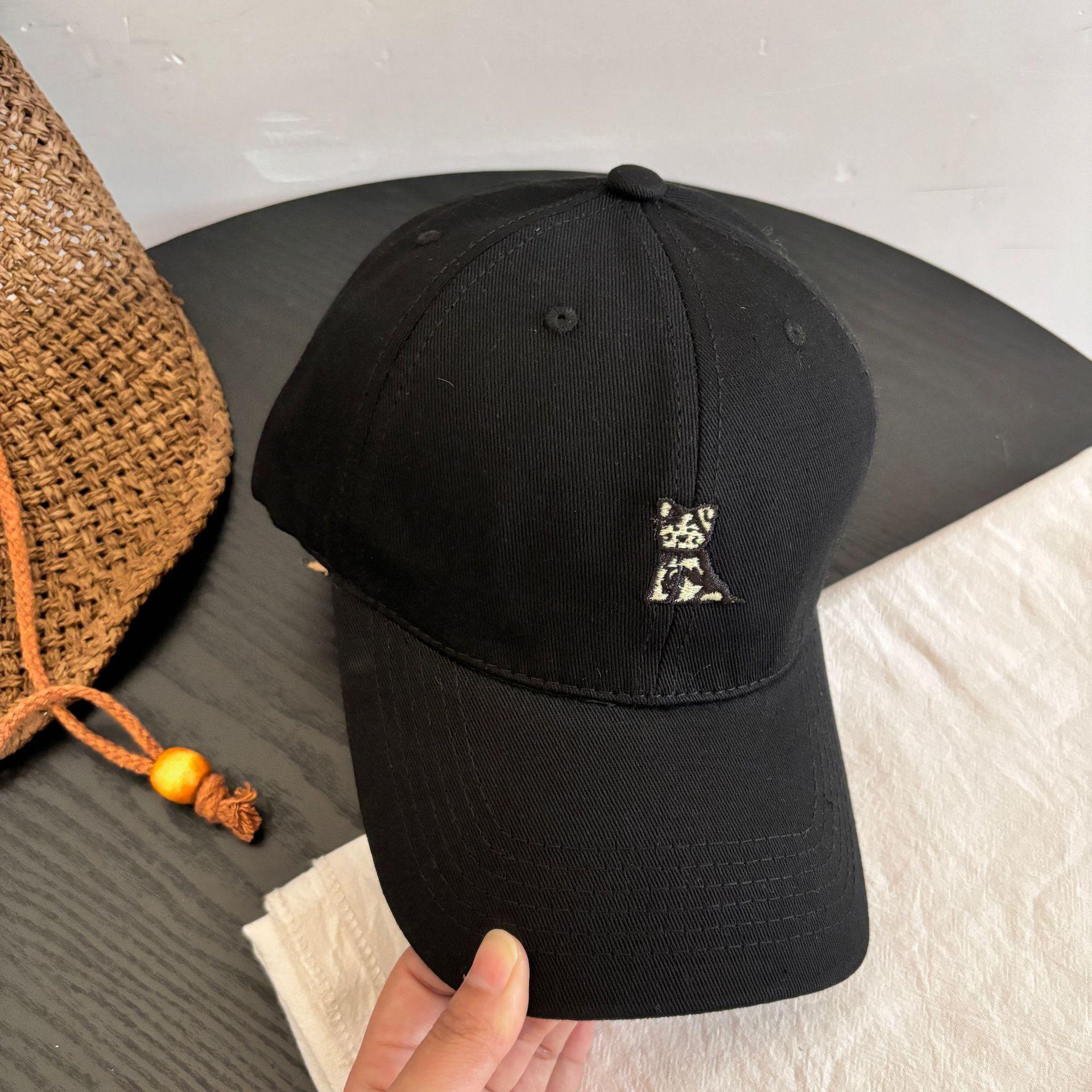 

Весна и осень 2025 г. Новая мягкая кепка с ароматом утки и милым мультяшным вышитым щенком, бейсболка для детей из Кореи M（56-58cm） чёрный