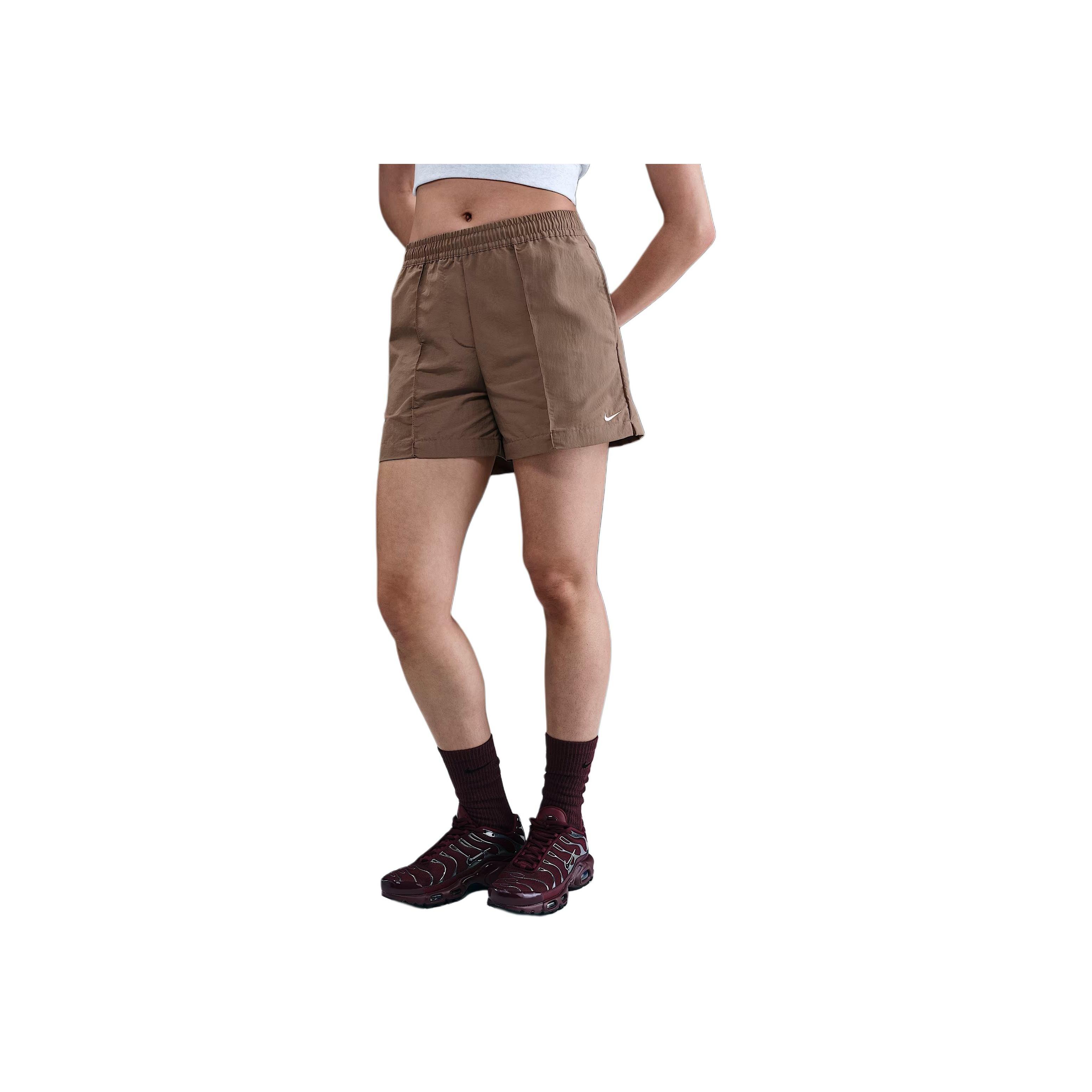 Nike Solid Color Elastic Waist Three-Quarter Casual Shorts Women shorts Mink-Brown FV6623-233 S