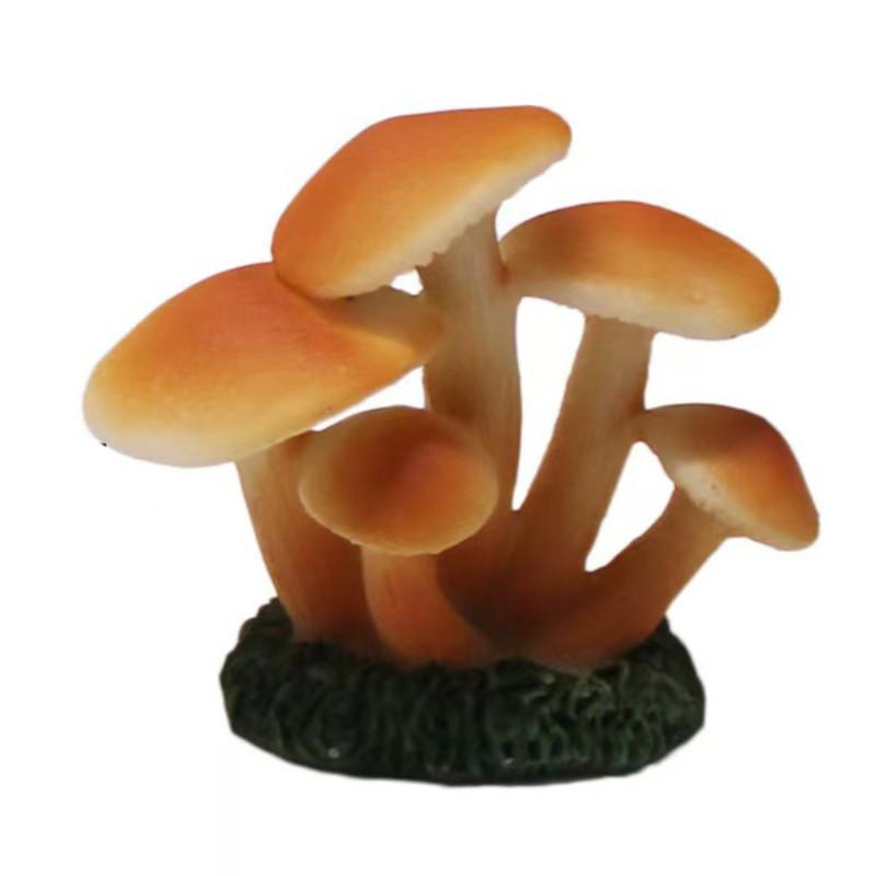 Micro Landscape Mushroom Resin Fungi Model With Faux Plants Decor Gifts Toy
