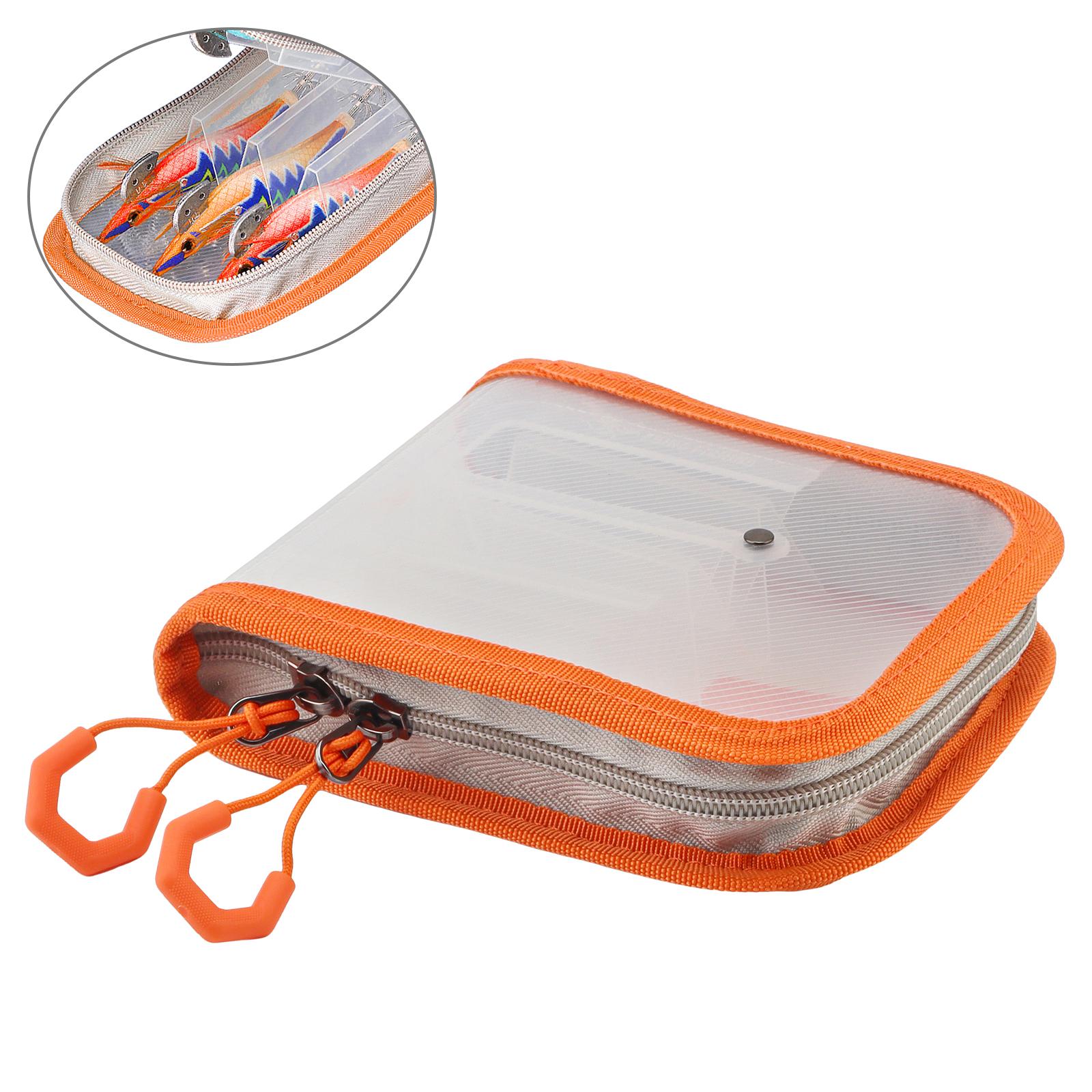 

Squid Jigs Storage Case, 6 Compartment Clear Fishing Tackle Bag with Zipper, Portable EVA Bait Organizer for Lures and Fishing Gear