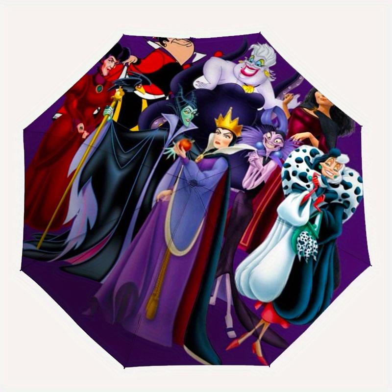 Disney Villains,Disney,Cartoon Manual Opening and Closing Umbrella, 8-Rib Reinforced Folding Design, Lightweight