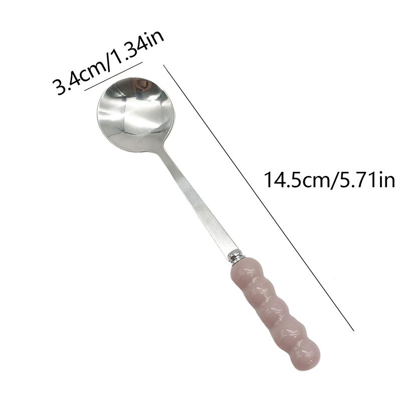 

Нержавеющая сталь круглая десертная ложка легкая роскошная перламутровая керамическая ручка ложка для размешивания кофе для бара кухонные гаджеты для ужина фиолетовый
